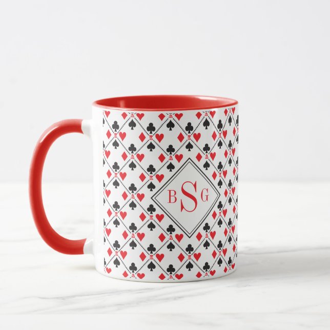 Mug Monogramme Poker Personnalisé Jouer Un Costume Car (Gauche)