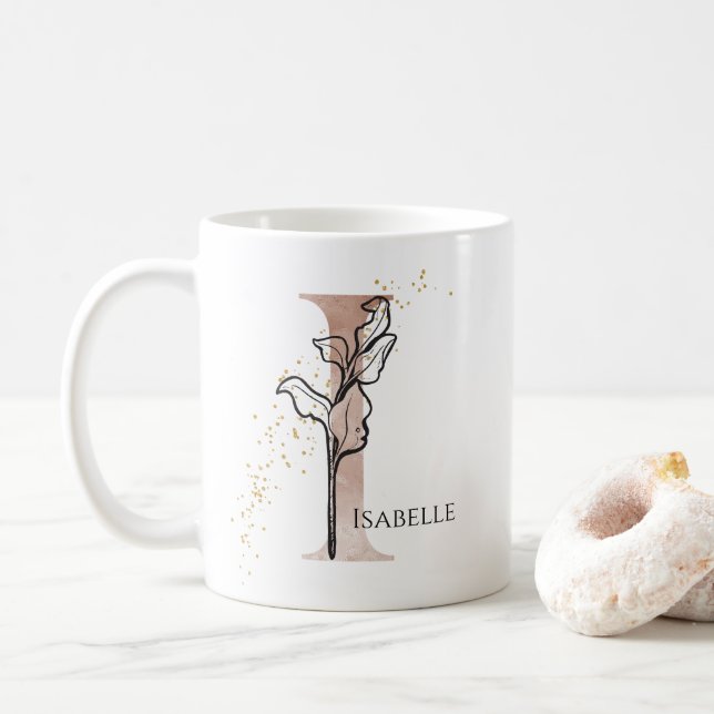 Mug Monogramme Première Lettre Moderne I Boho Personna (Avec donut)