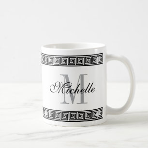 Mug Monogramme principal grec de coutume de frontière