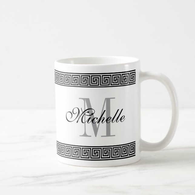 Mug Monogramme principal grec de coutume de frontière (Droite)