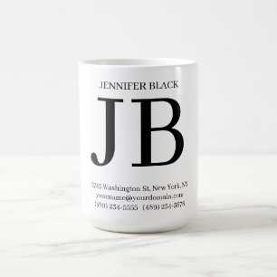 Mug Monogramme Professionnel Noir Blanc