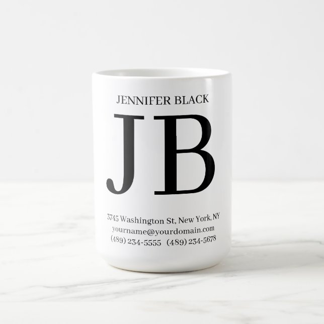 Mug Monogramme Professionnel Noir Blanc (Centre)
