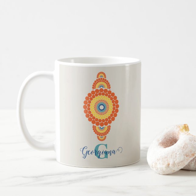 Mug Monogramme Radiant Aegean Été Ornemental Mandala (Avec donut)