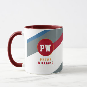 Mug monogramme rayé moderne
