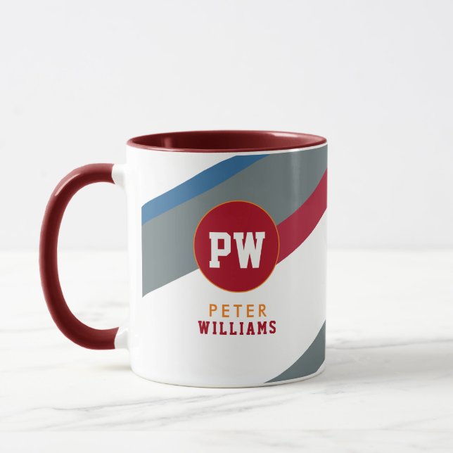 Mug monogramme rayé moderne (Gauche)