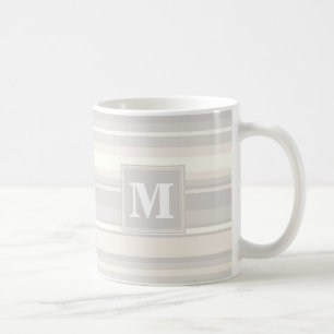 Mug Monogramme rayures beiges