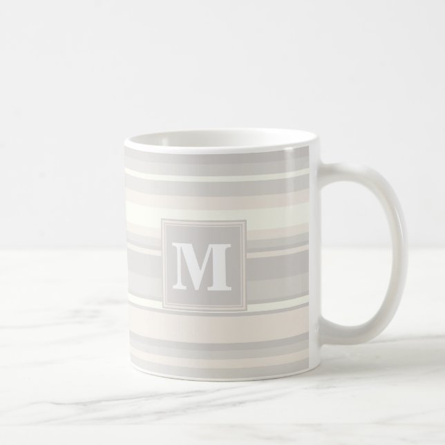 Mug Monogramme rayures beiges (Droite)
