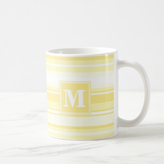 Mug Monogramme rayures jaunes citron (Droite)