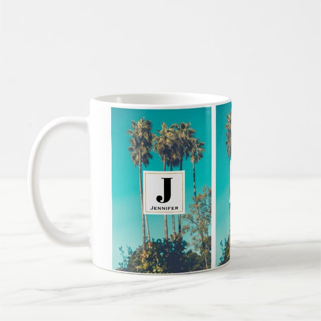 Mug Monogramme Rétro aux Palmiers Tropicaux (Gauche)