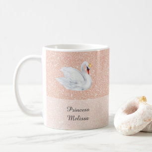 Mug Monogramme Rose  de princesse de cygne Parties sci