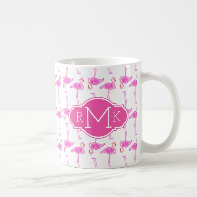 Mug Monogramme rose du motif | de Flamant rose (Droite)