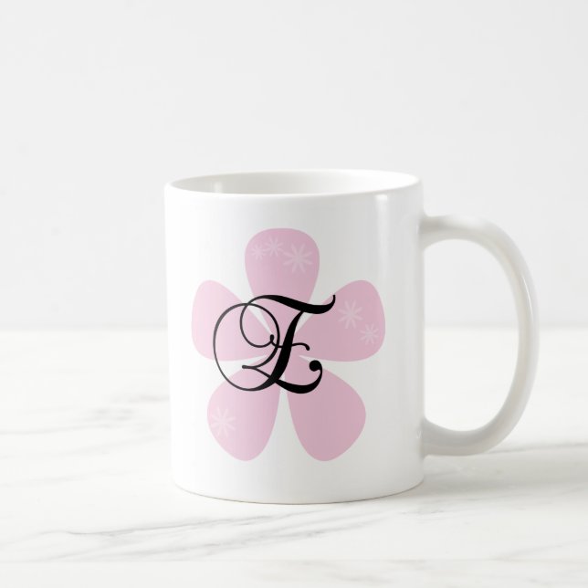 Mug Monogramme rose E de fleur (Droite)