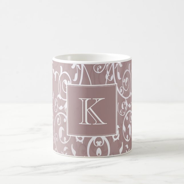Mug Monogramme rose Élégant (Centre)