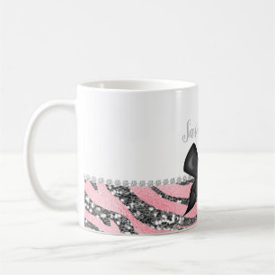 Mug Monogramme Rose glamour Parties scintillant argent