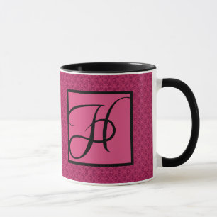 Mug Monogramme rose H de damassé