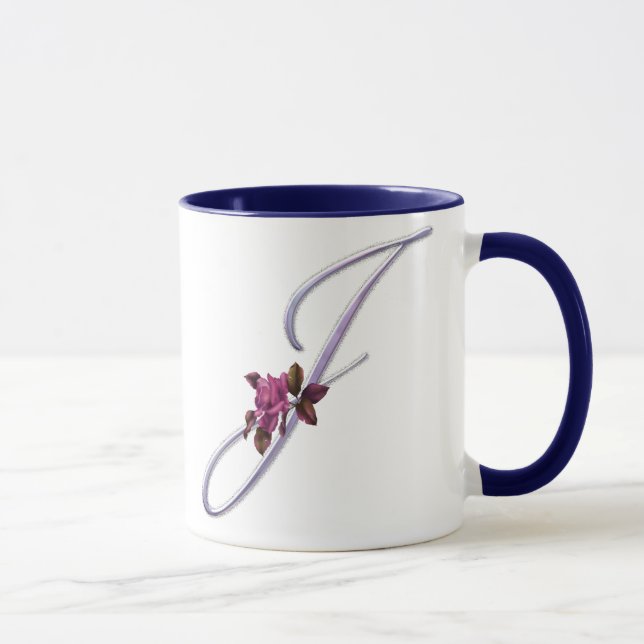 Mug Monogramme rose J de roses (Droite)