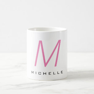 Mug Monogramme rose moderne Votre nom