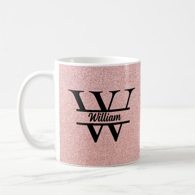 Mug Monogramme rose Parties scintillant or | Girly Mod (Gauche)