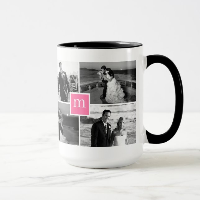 Mug Monogramme rose Photo Collage Love (Droite)