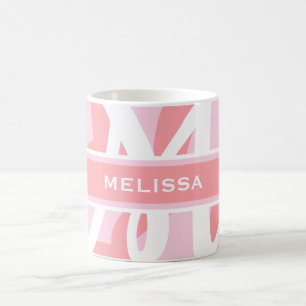Mug Monogramme rose rose moderne Personnaliser la fill