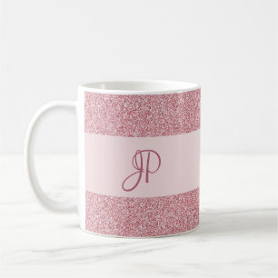 Mug Monogramme Rose tendance Parties scintillant or Lo