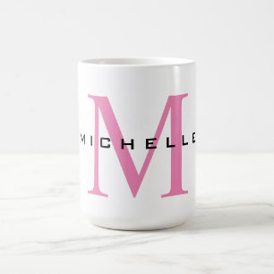 Mug Monogramme Rose Votre Nom Cadeau Spécial Bien-Aimé