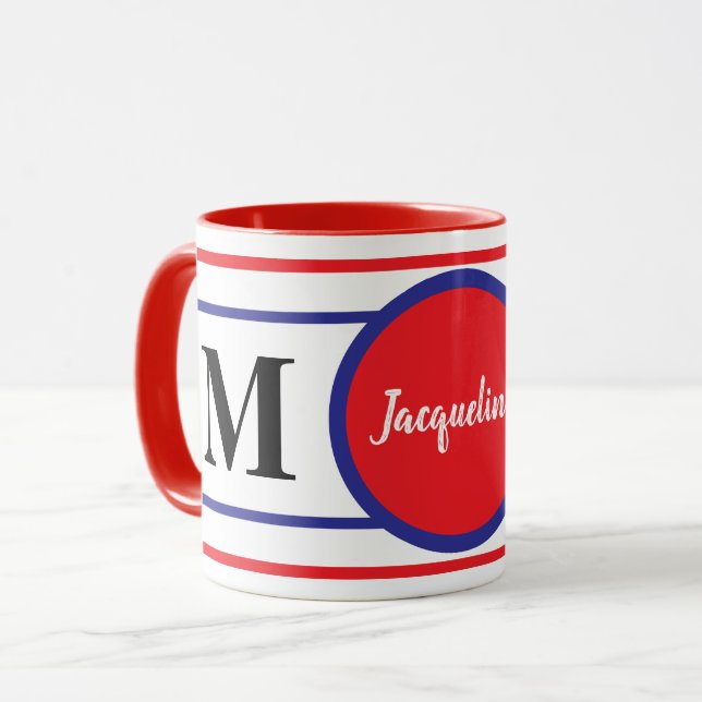 Mug Monogramme rouge bleu (Devant gauche)