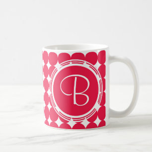 Mug Monogramme rouge de point de polka