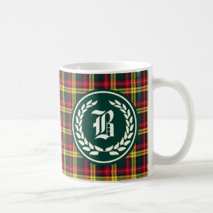 Mug Monogramme rouge et jaune de famille de Buchanan