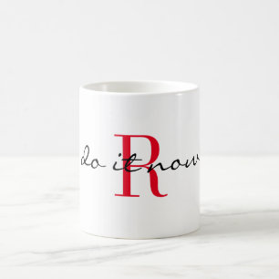 Mug Monogramme rouge initial 'faites-le maintenant' De