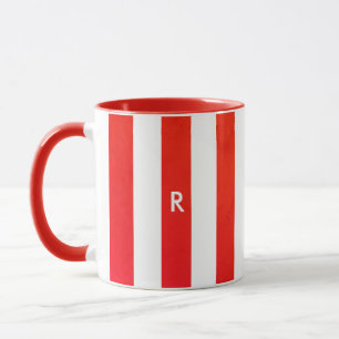 Mug Monogramme rouge simple de Noël