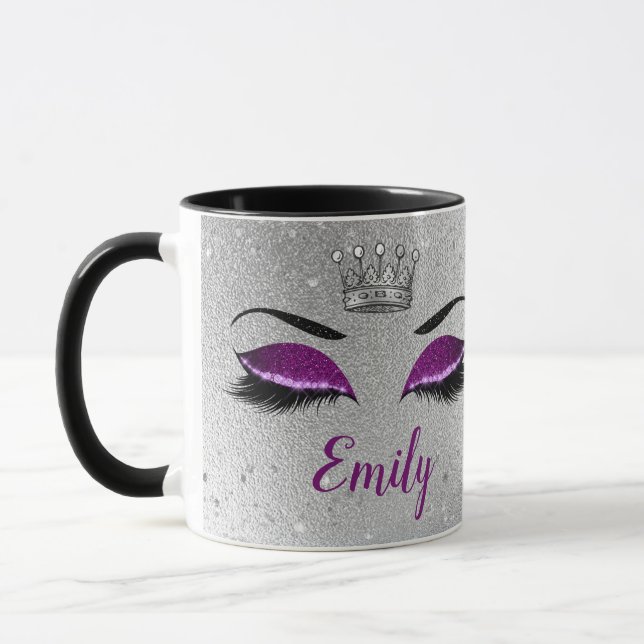 Mug Monogramme Royal Purple Parties scintillant Eyes (Gauche)