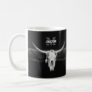 Mug Monogramme Rustique Occidental Noir Et Blanc Taure