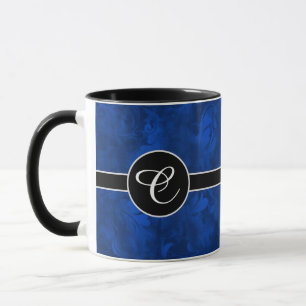 Mug Monogramme Sapphire Blue Abstrait Feather Motif