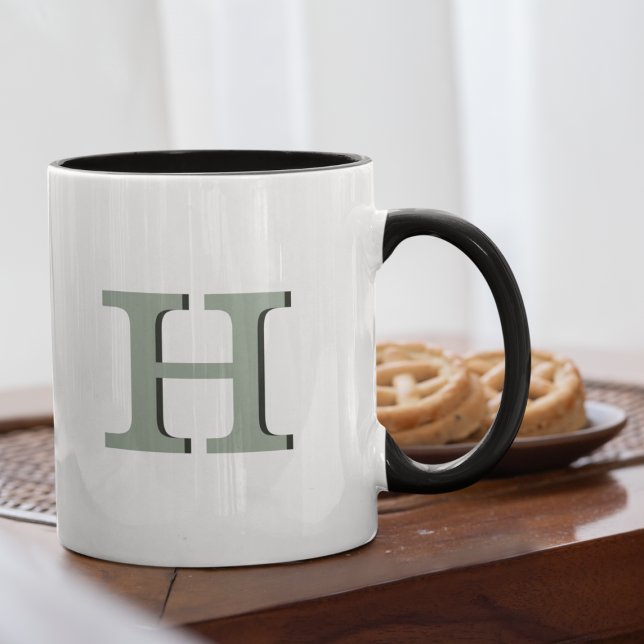 Mug Monogramme simple de mesure initial Neutre Rustiqu (Créateur téléchargé)