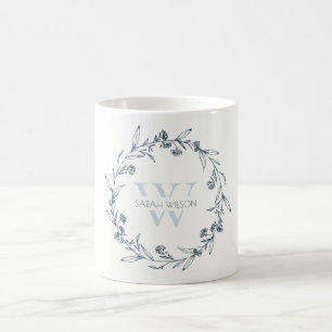 Mug Monogramme simple et élégant de germe de laurier f