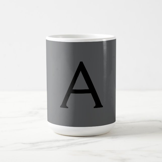 Mug Monogramme simple gris classique Ajouter un nom in (Centre)