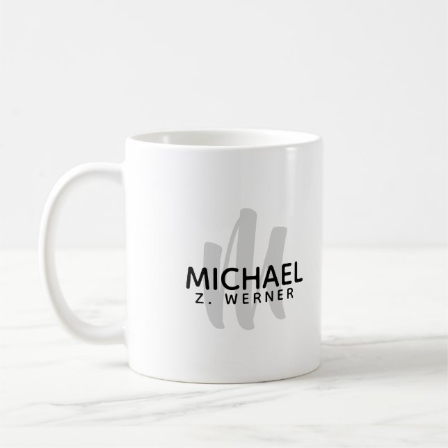 Mug Monogramme simple / initiale + noms en blanc (Gauche)