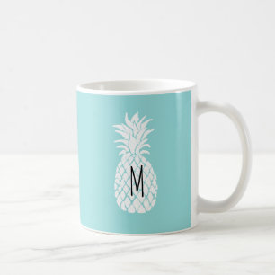 Mug monogramme sur ananas blanc