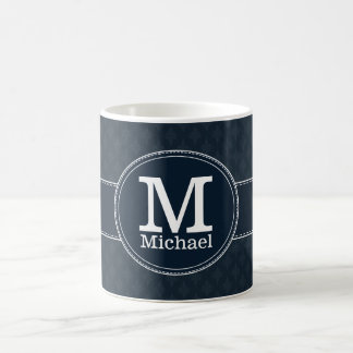 Mug Monogramme sur mesure Motif bleu marine classique