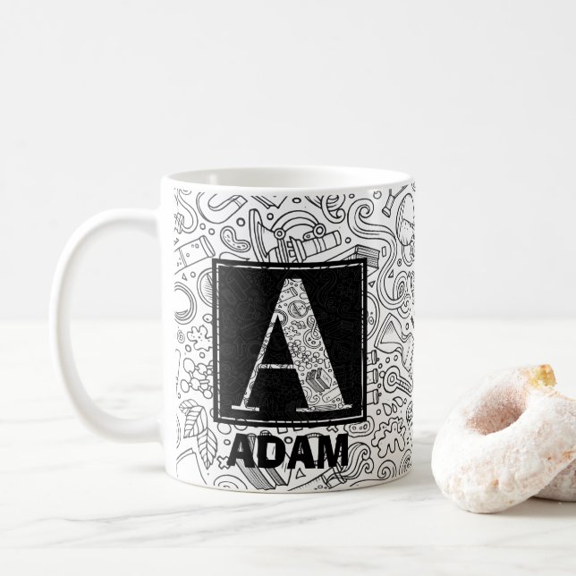 Mug Monogramme sur mesure scientifique - Lettre A Café (Avec donut)