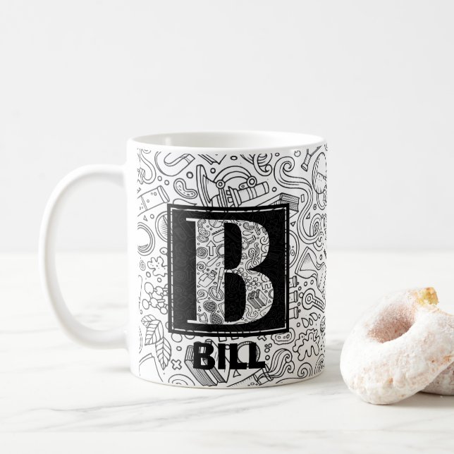 Mug Monogramme sur mesure scientifique - Lettre B Café (Avec donut)