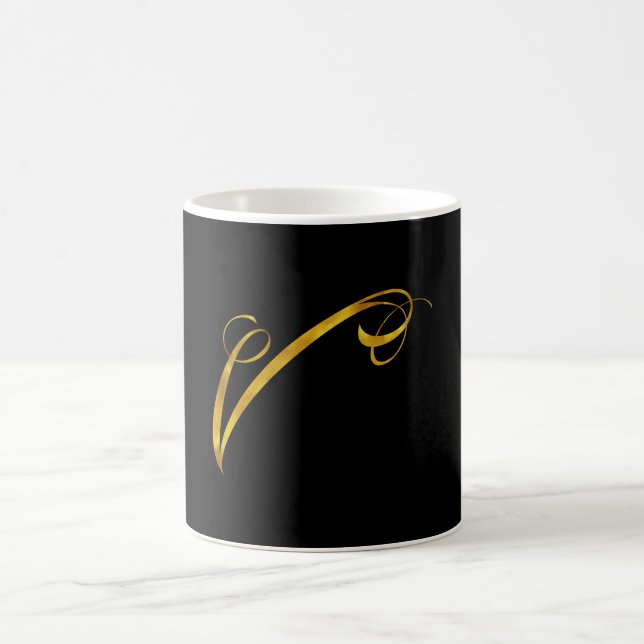 Mug Monogramme sur mesure V Monogrammes sur huile d'or (Centre)