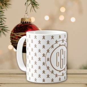 Mug Monogramme sur motif d'homme en pain d'épice 11oz