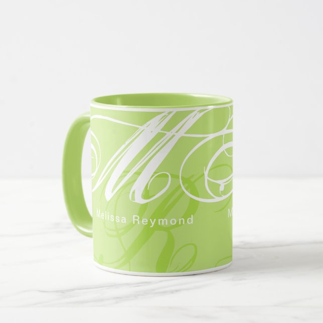 Mug Monogramme surdimensionné - Chaux imprimées sur to (Devant gauche)