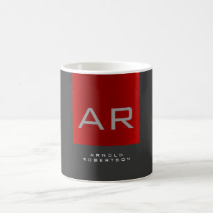 Mug Monogramme tendance gris élégant Ajouter un nom
