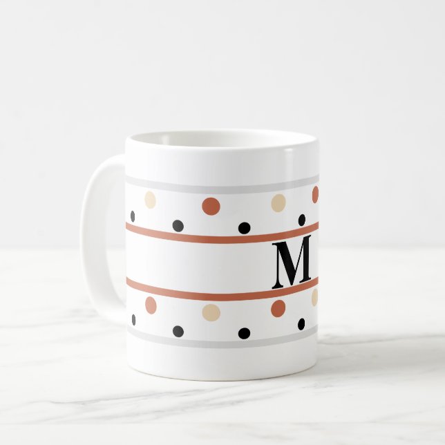 Mug Monogramme Terra Cotta Sand Pois (Devant gauche)