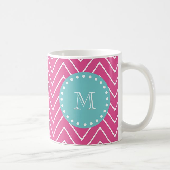 Mug Monogramme turquoise du motif | de Chevron de (Droite)