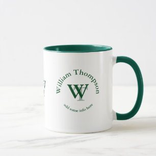 Mug monogramme typographique - logo personnalisé vert