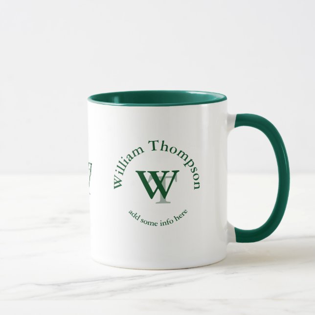 Mug monogramme typographique - logo personnalisé vert (Droite)